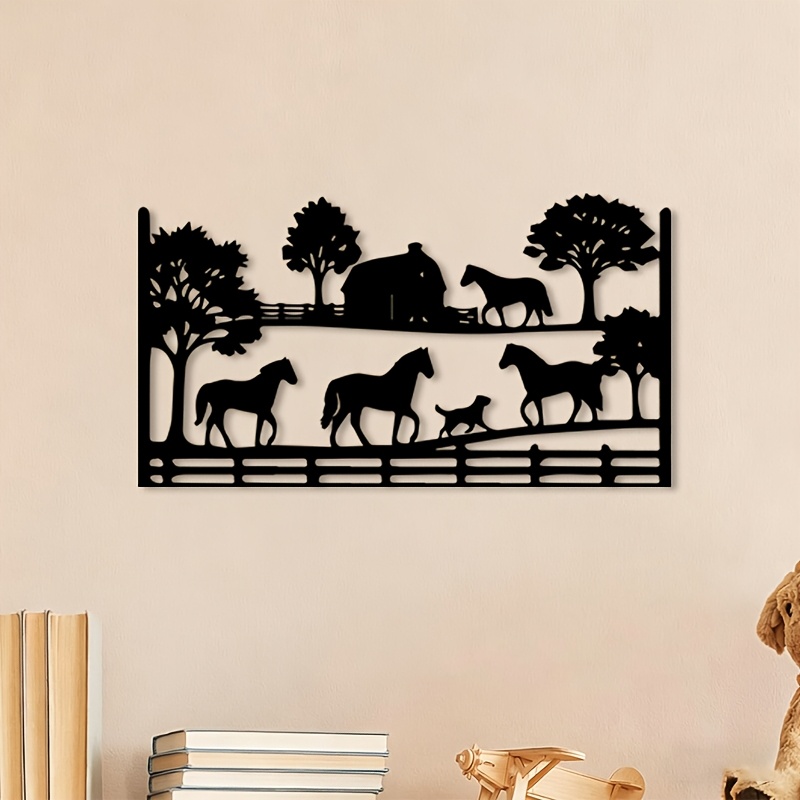 Art Craft Horse - CIFBUY Seni Dinding Logam Pemandangan Peternakan