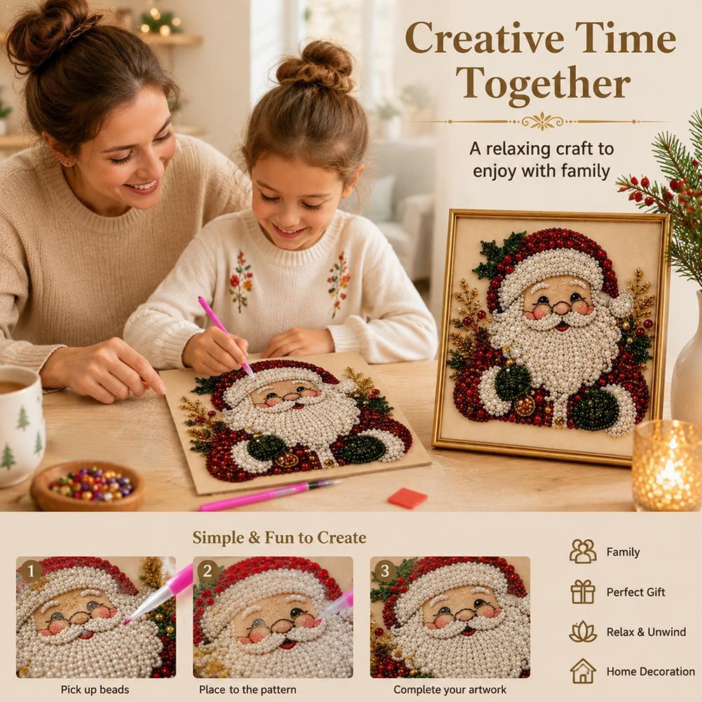 Art Craft For Adults - Kit Seni Mutiara Santa Claus Natal