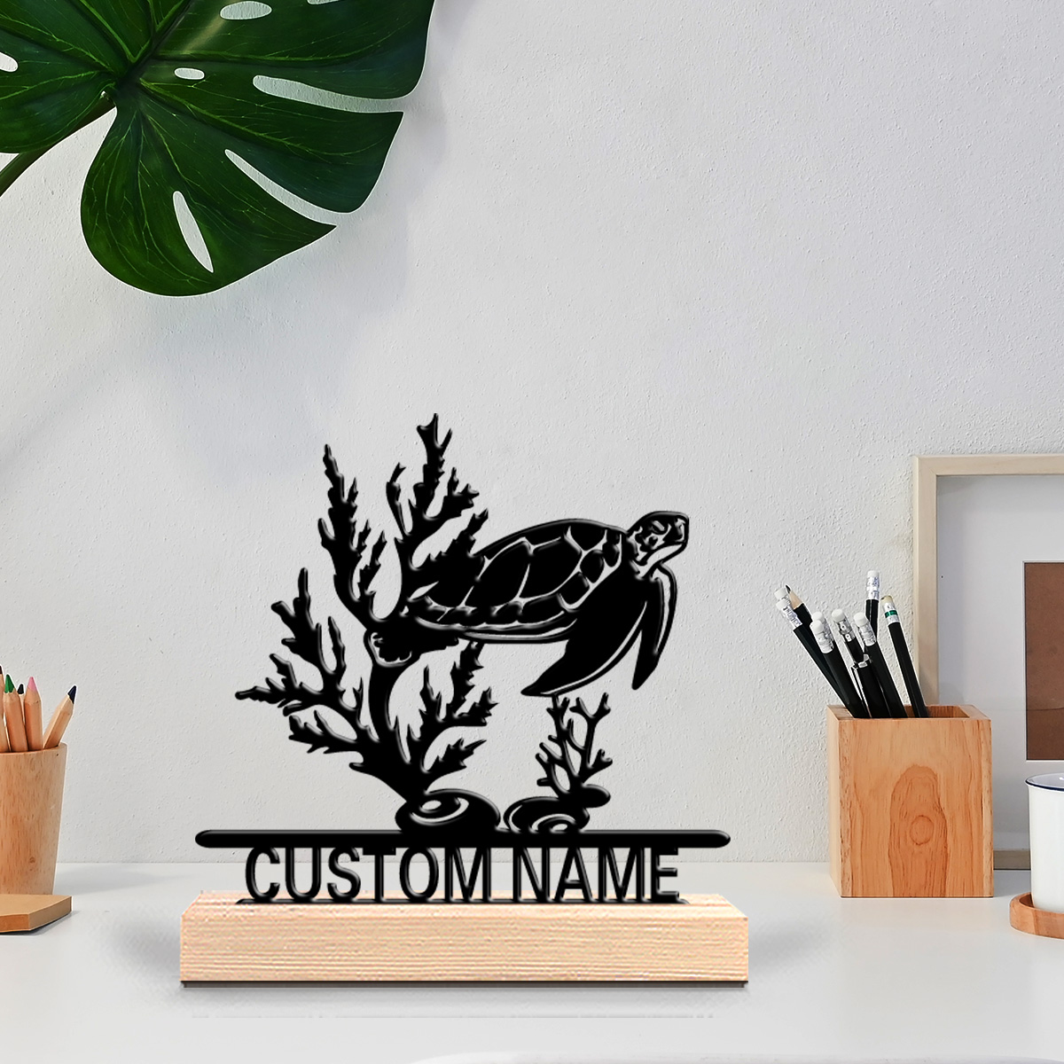 Art Craft Home - 1pc Patung Logam Kura-kura Laut Abstrak