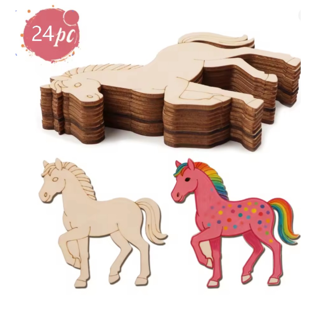 Art Craft Horse - 24 Buah Potongan Kayu Bentuk Kuda