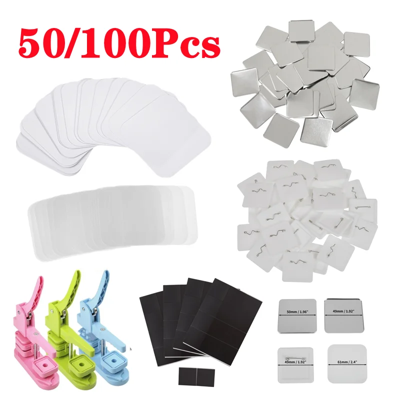 Art Craft Magnet - 50/100PCS 50*50mm Magnet Kulkas Badge Pin