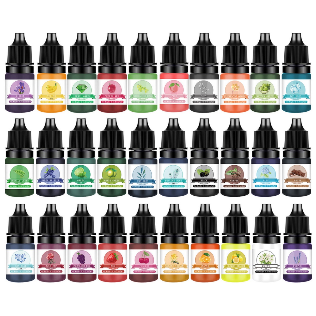 Alcohol Ink Set - 10 Warna/Set Pewarna Resin Terkonsentrasi Tembus
