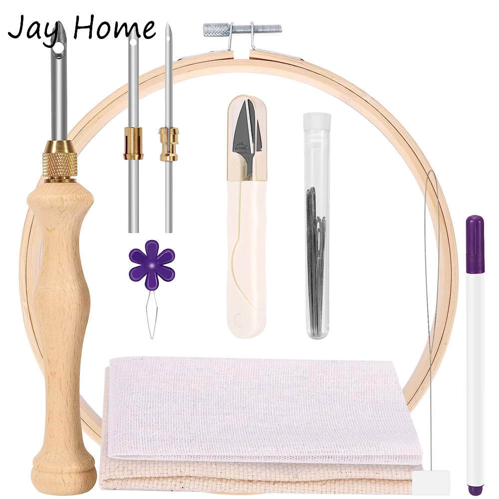 Punch Needle Kit - Kit pemula jarum Punch dengan Hoop