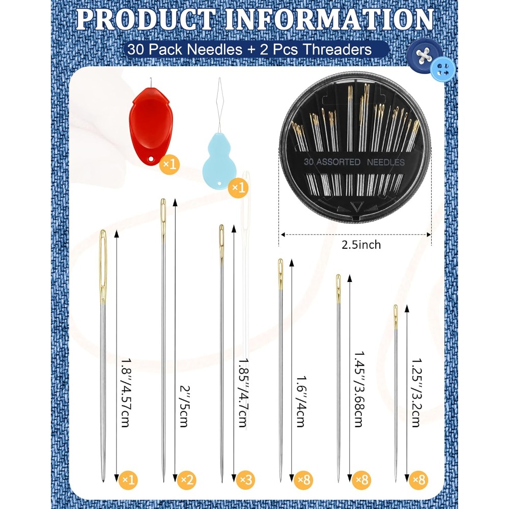 Art Craft Project - Set Jarum Jahit Tangan Baja 30