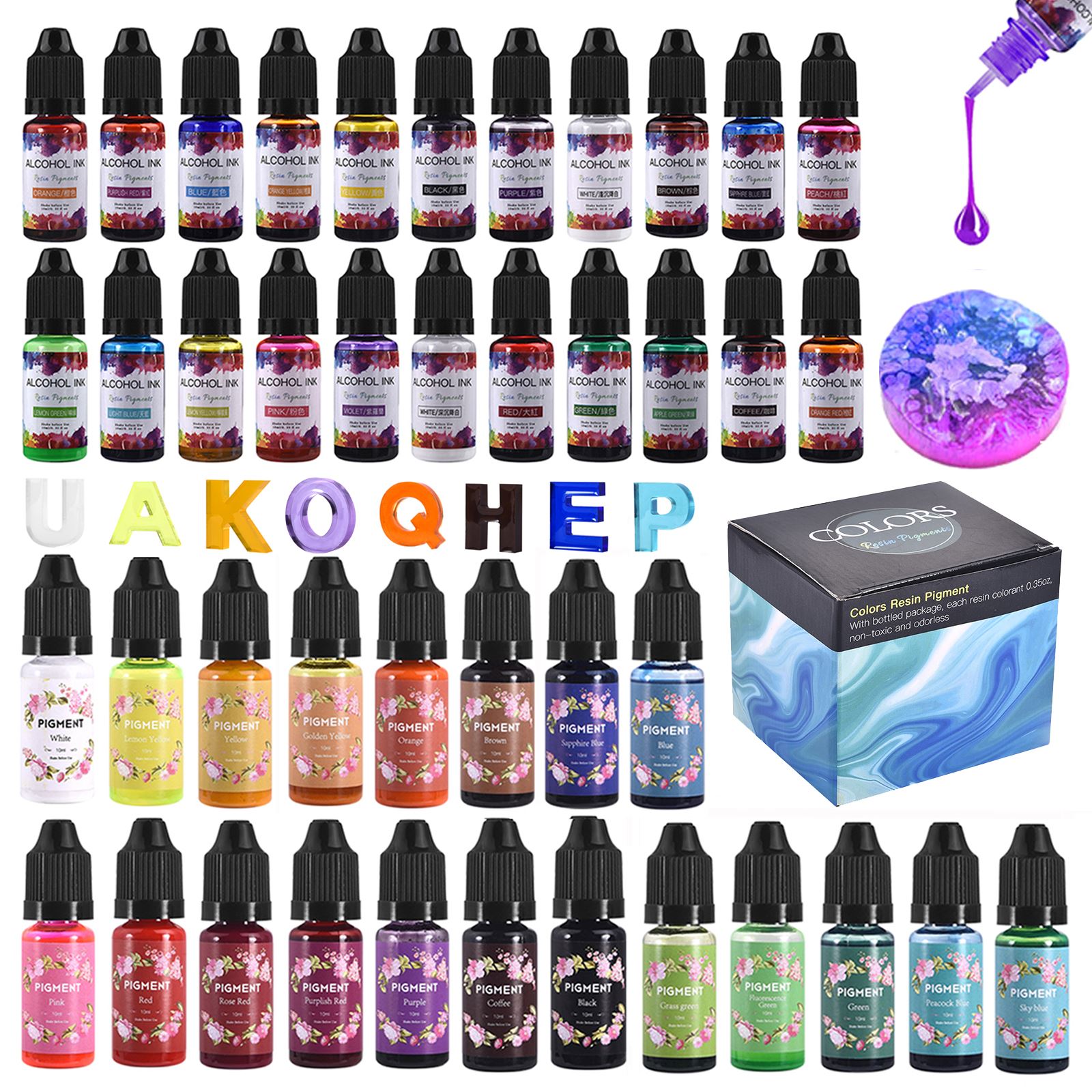 Alcohol Ink Set - 1 Set Kit Pigmen Resin Tinta