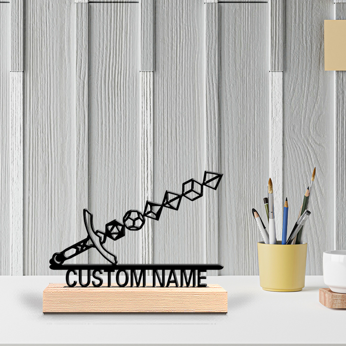 Art Craft Home - 1pc Patung Pedang Abstrak dengan Teks