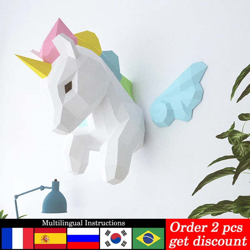 Dekorasi dinding hewan Unicorn - Wallpaper Art And Craft ulasan dan harga