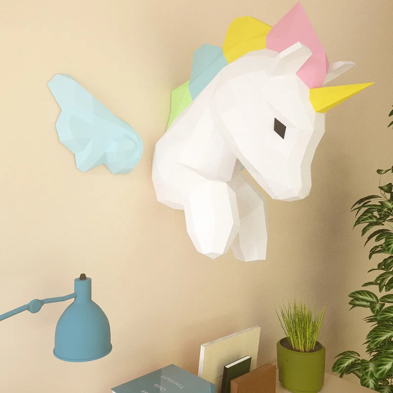 Dekorasi dinding hewan Unicorn - Wallpaper Art And Craft ulasan dan harga