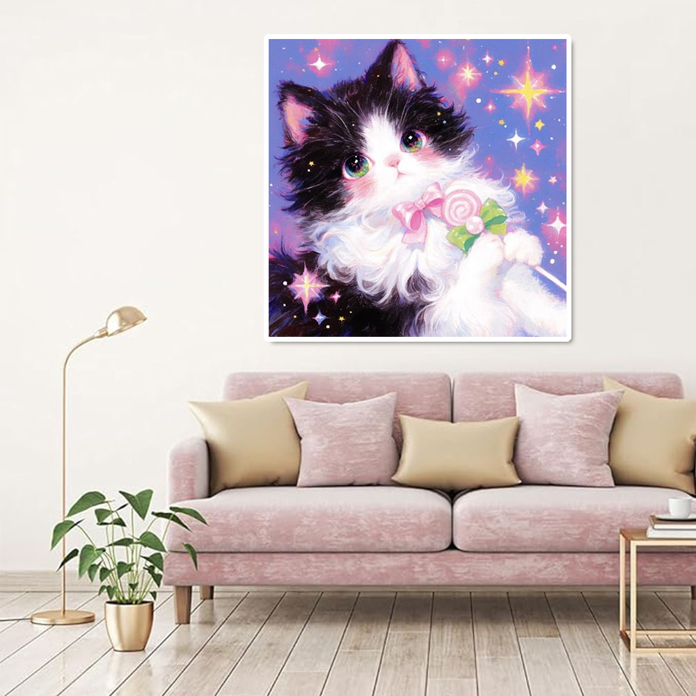 Lukisan Berlian AB Kucing Lucu - Wallpaper Art And Craft ulasan dan harga